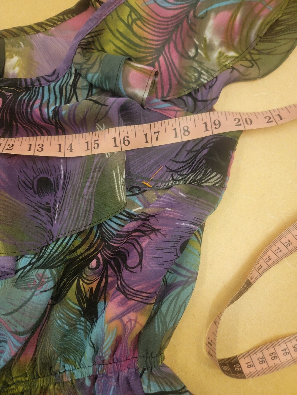 Bisou Bisou Sheer Ruffle Blouse Multicolor Y2K Boho Size L - Picture 5 of 7